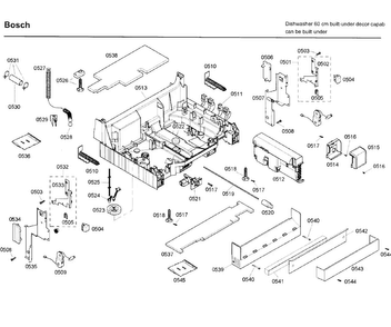 Base Diagram and Parts List for SHE99C05UC 38 Bosch Dishwasher