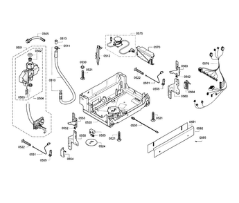 Base Diagram and Parts List for SGE63E06UC 74 Bosch Dishwasher