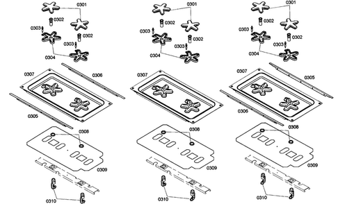 Burners Diagram and Parts List for PRD366EG02  Thermador Range