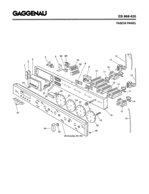 01 - FASCIA PANEL Diagram and Parts List for EB868-620  Bosch Range