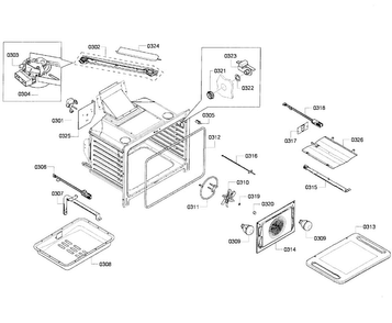 Oven Assy Diagram and Parts List for HGS7282UC 01 Bosch Range