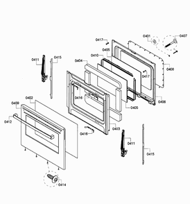 Door Assy Diagram and Parts List for HES5053U 04 Bosch Range
