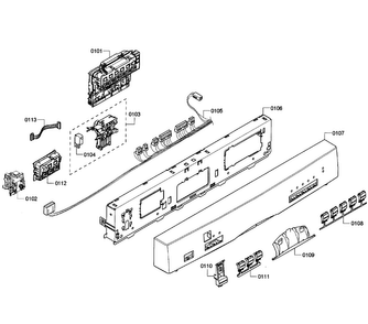 Control Panel Diagram and Parts List for SHE55M16UC 60 Bosch Dishwasher