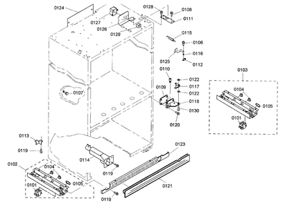 Cabinet Parts Diagram and Parts List for KBULT3665E01  Thermador Refrigerator