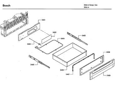 Drawer Diagram and Parts List for HDI7282U 04 Bosch Range