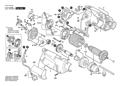 Section 1 Diagram and Parts List for GSB650RE 060119A550 Bosch Hammer Drill
