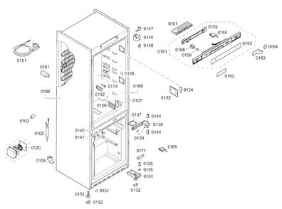 Cabinet Diagram and Parts List for B10CB80NVW 01 Bosch Refrigerator