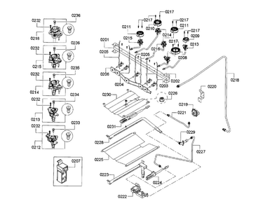 Valve Assy Diagram and Parts List for HGS3063UC 12 Bosch Range