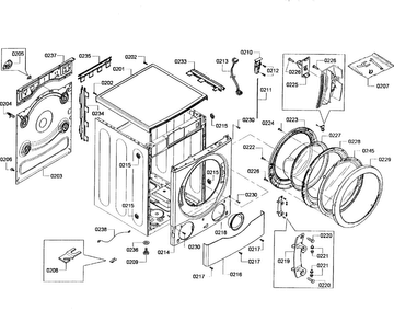 Cabinet Assy Diagram and Parts List for WFVC5400UC 20 Bosch Washer