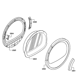 Door Assy Diagram and Parts List for WTV76100US 10 Bosch Dryer