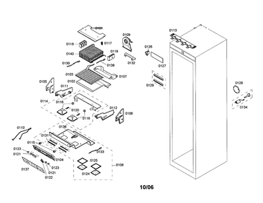 Cabinet Diagram and Parts List for T18IF70FSS-01  Thermador Freezer