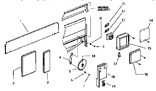 Snorkel & Gear Box Assembly Diagram and Parts List for SGSCV36GS  Thermador Cooktop
