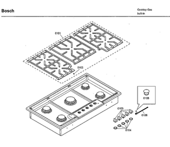 Cooking Grid Asy Diagram and Parts List for NGM8654UC 02 Bosch Cooktop