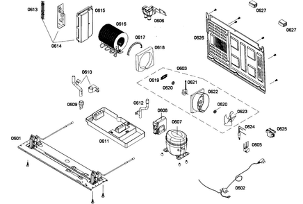 Compressor Diagram and Parts List for B22CS50SNW 01 Bosch Refrigerator