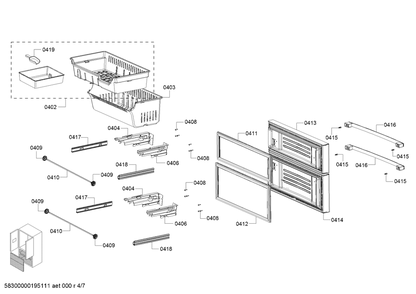 Diagram 11 Diagram and Parts List for B21CL80SNS-02  Bosch Refrigerator