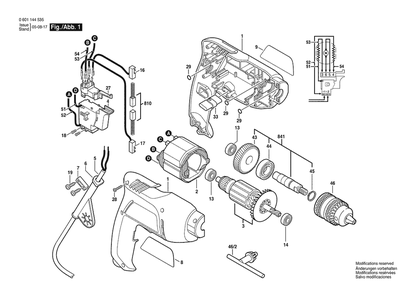 Section 1 Diagram and Parts List for GBM450 0601144535 Bosch Drill