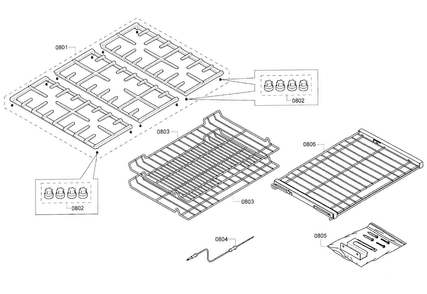 Grid Assy Diagram and Parts List for HDIP054U 01 Bosch Range