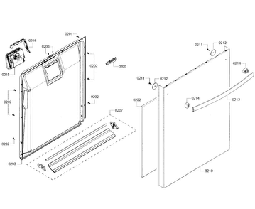 Door Assy Diagram and Parts List for SHX3AR76UC 06 Bosch Dishwasher