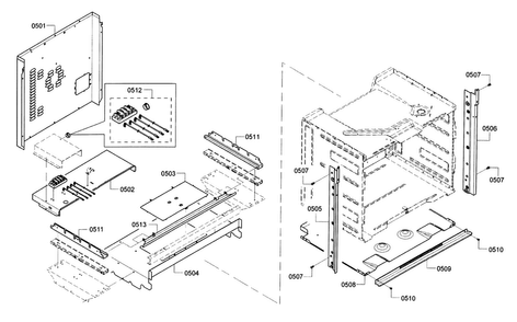 Frame Diagram and Parts List for HBL5751UCC 02 Bosch Microwave