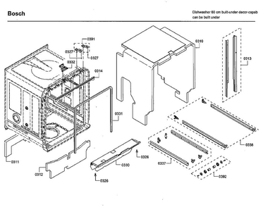 Cabinet Diagram and Parts List for SHSM63W52N 01 Bosch Dishwasher