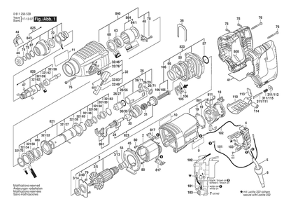 Section 1 Diagram and Parts List for GBH2-26D 0611255539 Bosch Hammer Drill