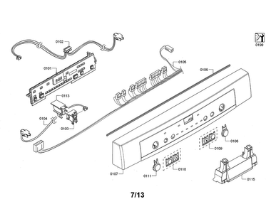 Contorl Panel/facia Panel Diagram and Parts List for SHE3ARF5UC 08 Bosch Dishwasher