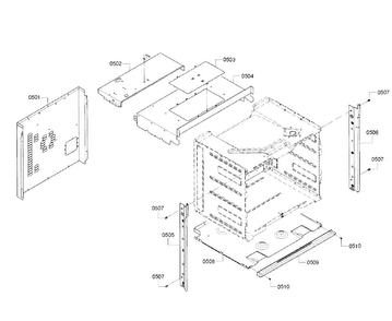 Cabinet Diagram and Parts List for HBL5351UC 02 Bosch Wall Oven