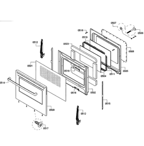 Door Assy Diagram and Parts List for HGS5053UC 12 Bosch Range