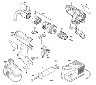 Housing Diagram and Parts List for 0601951561  Bosch Drill