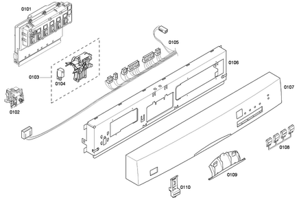 Control Panel Diagram and Parts List for SHE43F06UC 52 Bosch Dishwasher