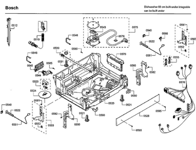 Base Diagram and Parts List for SHPM78W56N 01 Bosch Dishwasher