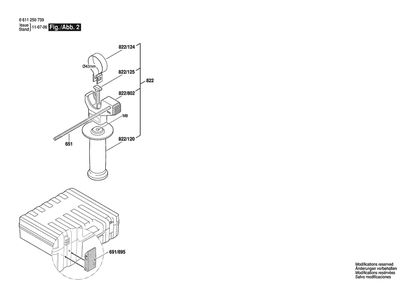 Section 2 Diagram and Parts List for GBH2-22RE 0611250739 Bosch Hammer Drill