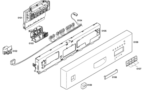 Control Panel Diagram and Parts List for SHE43C05UC 36 Bosch Dishwasher
