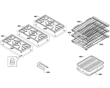 Grates/shelfs Diagram and Parts List for PRD366GHC 03 Thermador Range