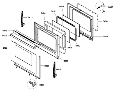 Door Assy Diagram and Parts List for HES3023U 01 Bosch Range