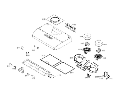 Range Hood Diagram and Parts List for DUH30152UC 01 Bosch Range Hood