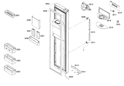Freezer Door Diagram and Parts List for B22CS80SNS 01 Bosch Refrigerator