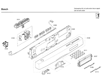 Control Panel Diagram and Parts List for SHE65P05UC 58 Bosch Dishwasher