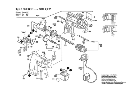 Section 1 Diagram and Parts List for 0603921142  Bosch Cordless Drill