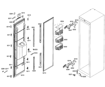 Door Assy Diagram and Parts List for T18ID80NRP 48 Thermador Freezer