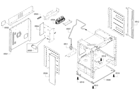 Frame Parts Diagram and Parts List for HDI8054U 02 Bosch Range