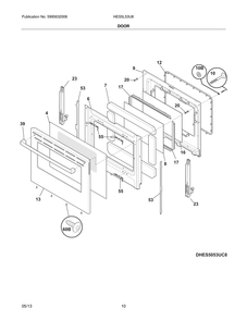 Door Diagram and Parts List for HES5L53U8  Bosch Range