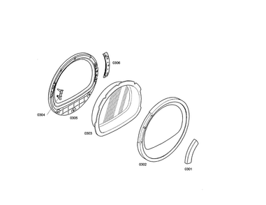 Window Diagram and Parts List for WTE86300US 01 Bosch Dryer