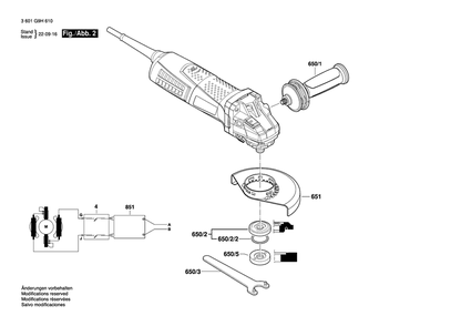 Diagram 2 Diagram and Parts List for HG125VS 3 601 G9H 610 Bosch Angle Grinder