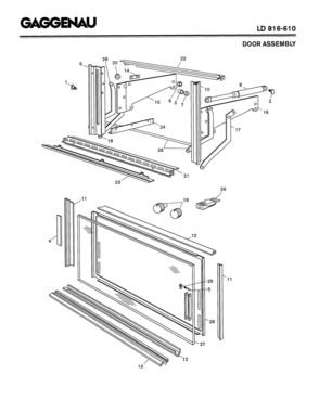 01 - DOOR ASSEMBLY Diagram and Parts List for LD816-610  Bosch 