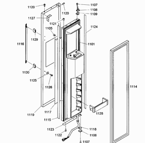 Freezer Door Diagram and Parts List for KBUDT4255E 01 Thermador Refrigerator