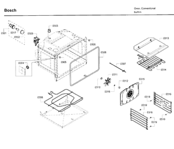 Inner Parts Diagram and Parts List for HBL3450UC 10 Bosch Wall Oven