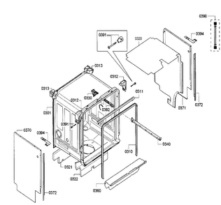 Cabinet Diagram and Parts List for SGE53U52UC 01 Bosch Dishwasher