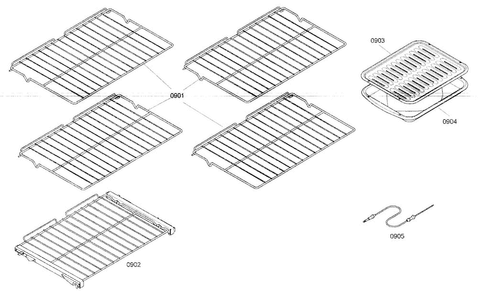 Racks Diagram and Parts List for ME302ES01  Thermador Wall Oven