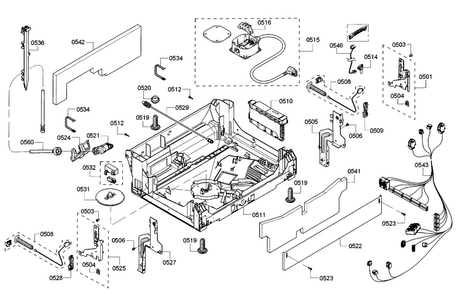 Base Diagram and Parts List for SHX65T55UC 07 Bosch Dishwasher